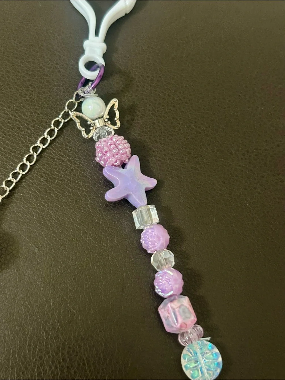 Purple Celestial Star Beaded Charm Keychain